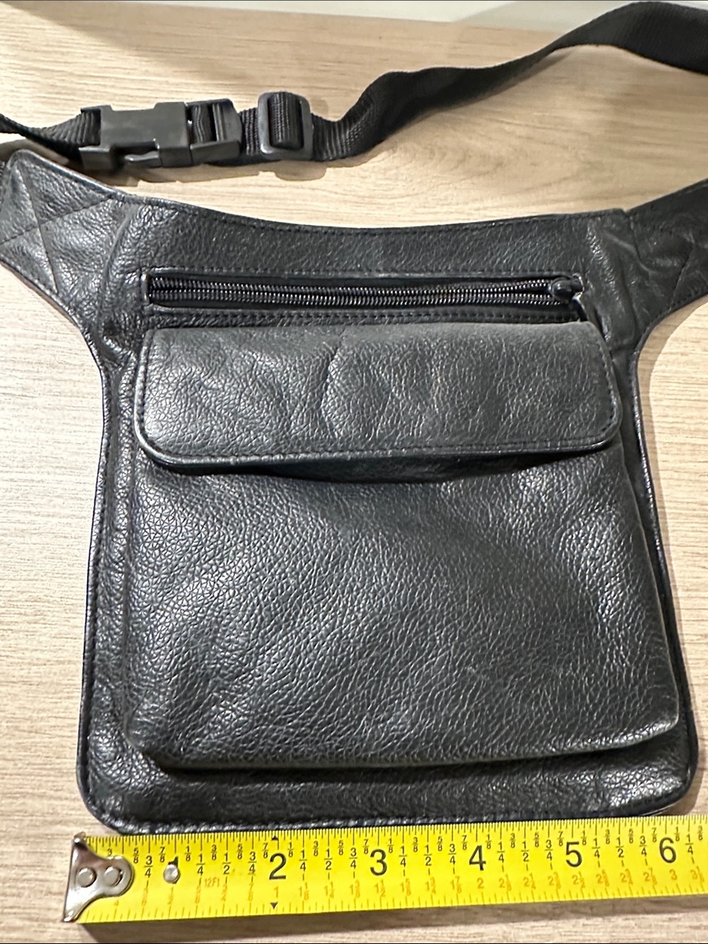 Black Leather Men’s Waist Pack - Sleek Everyday Carry